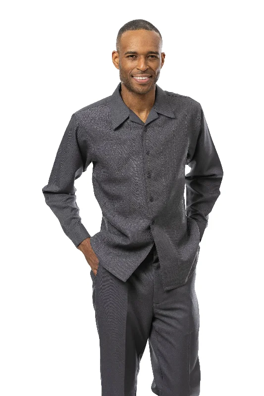 Coalesce Collection: Montique Grey Tone on Tone Walking Suit 2 Piece Long Sleeve Set 2372