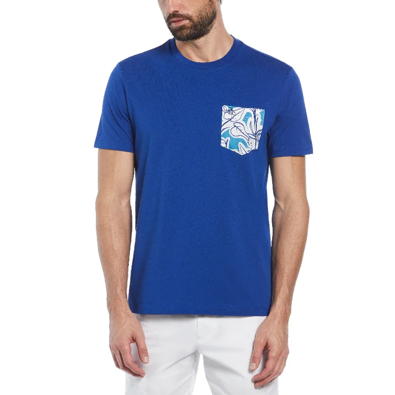 Elegant Men's Dress ShirtsCotton Jersey Linear Palm Pocket Tee