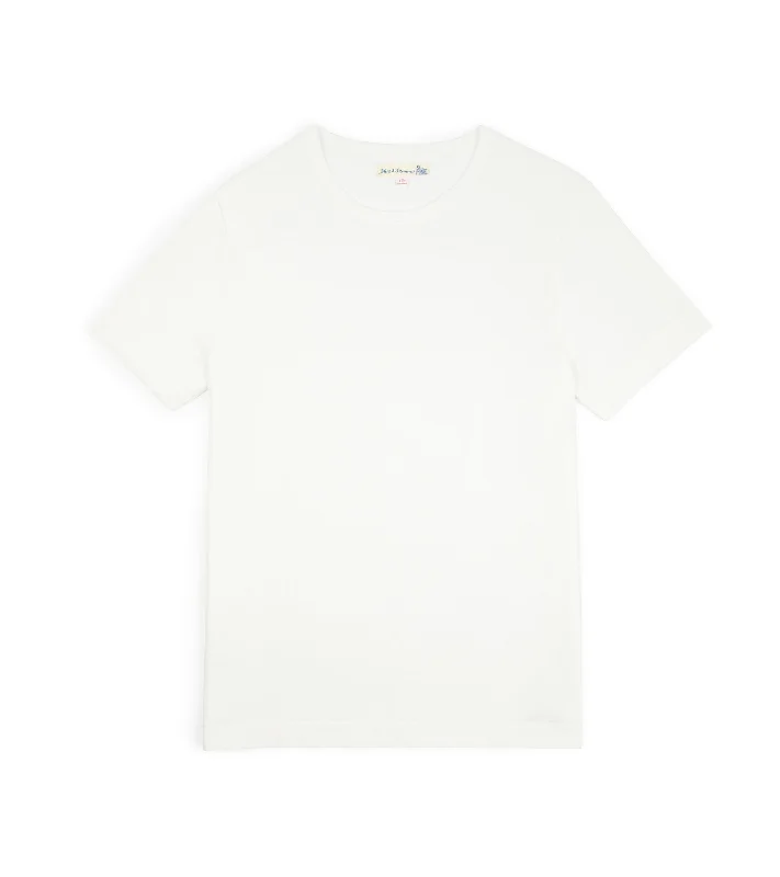 Breathable Men's Mesh TopsMerz b. Schwanen 215 Classic Fit Loopwheel Cotton T-Shirt: White