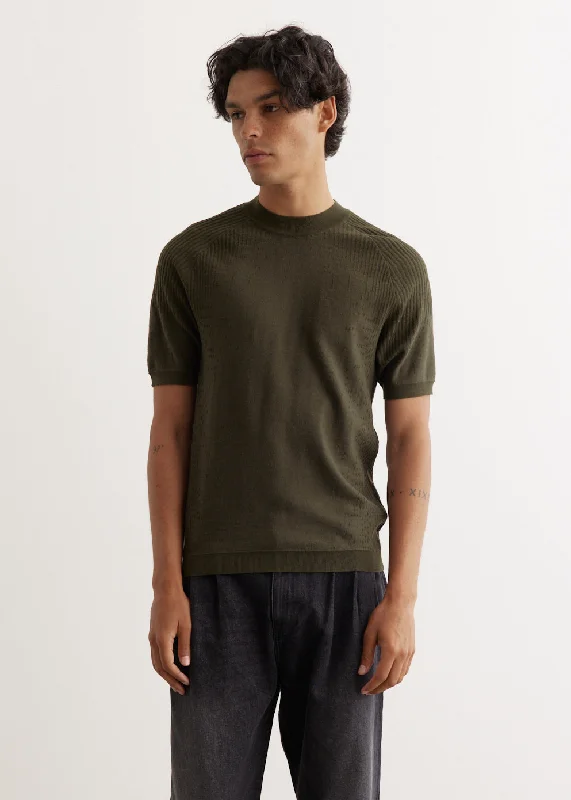 Men's Shirts with Bow TiesESC Knit Wool Short Sleeve T-Shirt