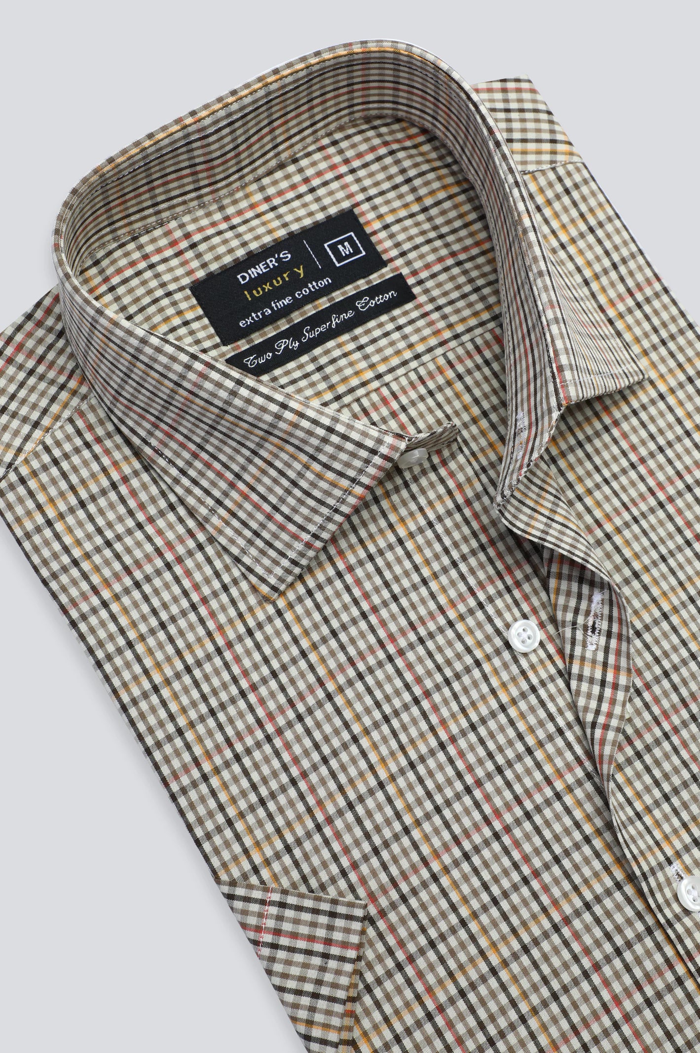 Men's Slim-Fit Shirts for a Flattering ShapeBrown Mini-Check Formal Shirt (Half Sleeves)