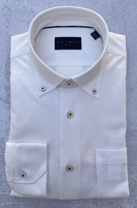Men's Short-Sleeve Shirts for Warm WeatherCalder Carmel Lux Cotton Pique Knit Sport Shirt in White