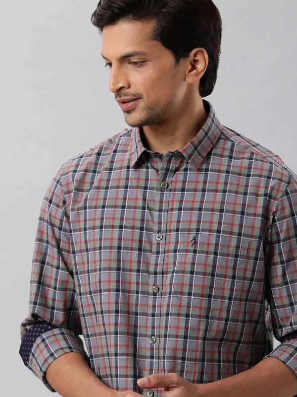 Men's Floral Print Shirts for Spring and SummerMen Checked Full Sleeve Cotton Shirt