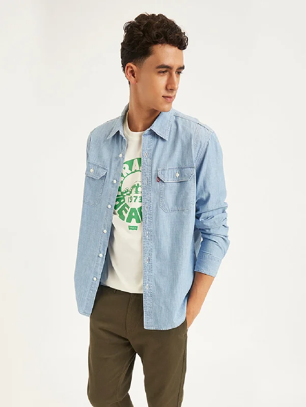 Men's Performance Shirts for Active LifestylesMen's Solid Slim Fit Denim Shirt