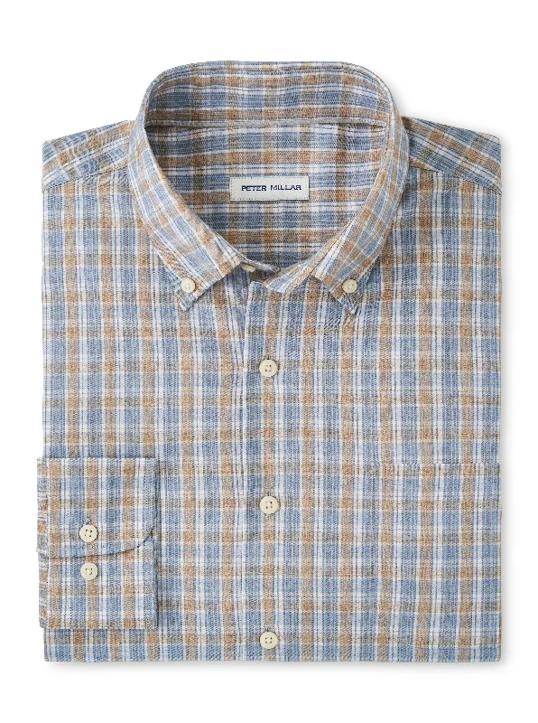 Men's Muscle Fit T-Shirts for a Body-Hugging FitPeter Millar Powell Crown Lite Cotton-Stretch Sport Shirt in British Tan