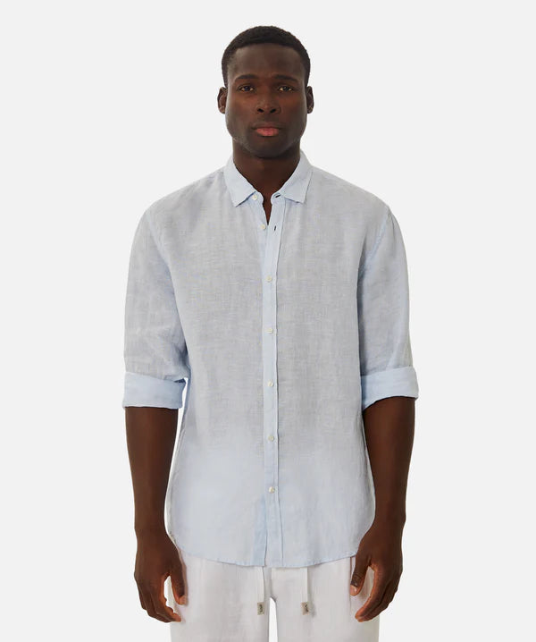 Men's Logo T-Shirts for Brand RepresentationIndustrie - The Tennyson Linen Shirt - Sky Blue