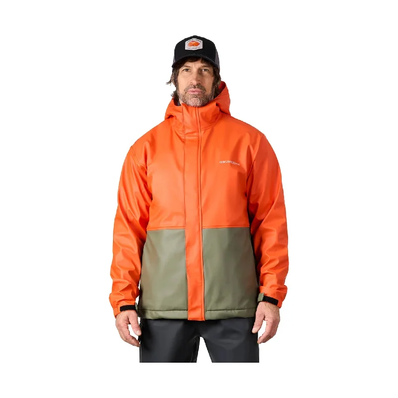 High-Quality Men's Duffle CoatsGrundens Men's Neptune Thermo Rain Jacket - Green/Orange